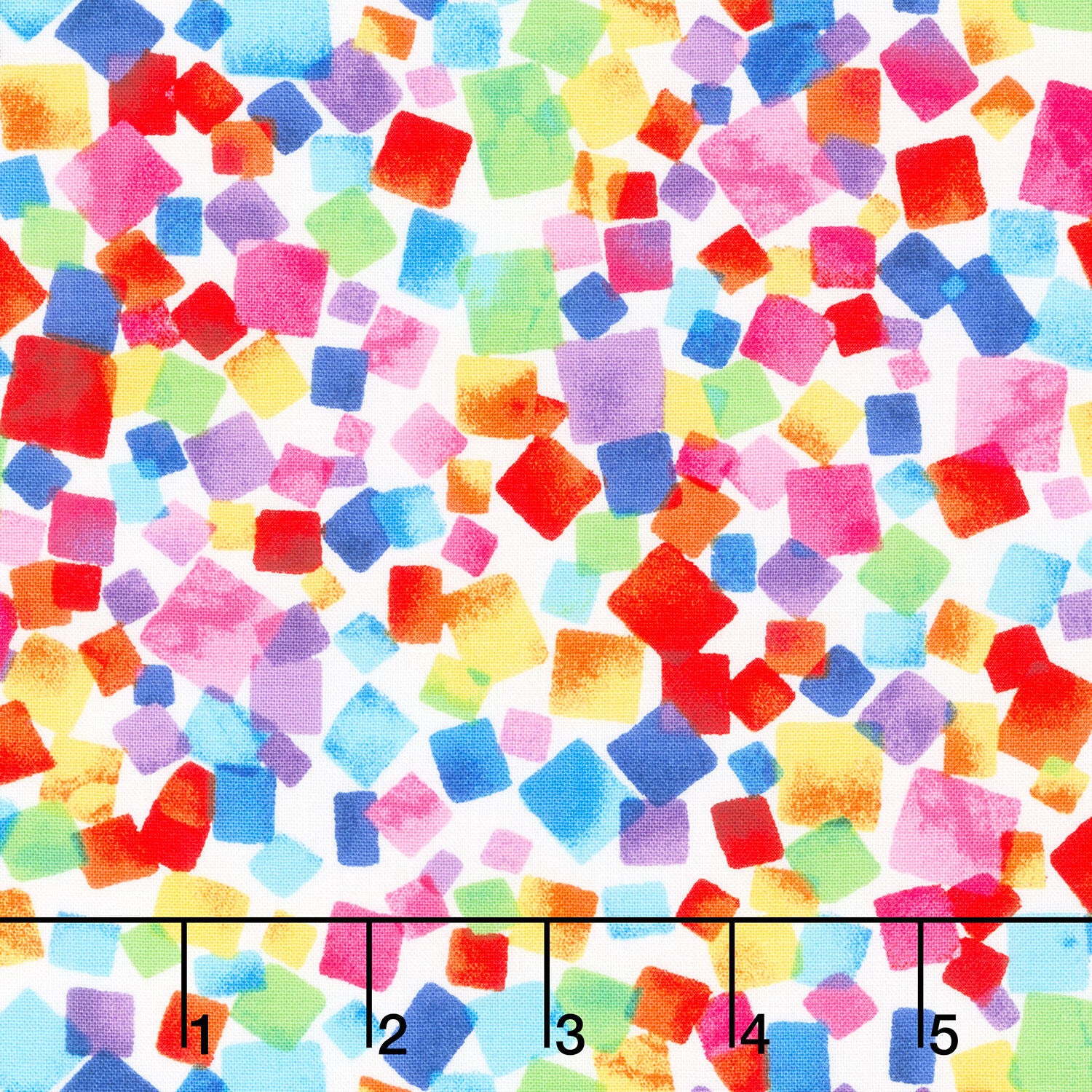 Vibrant Squares on White Yardage