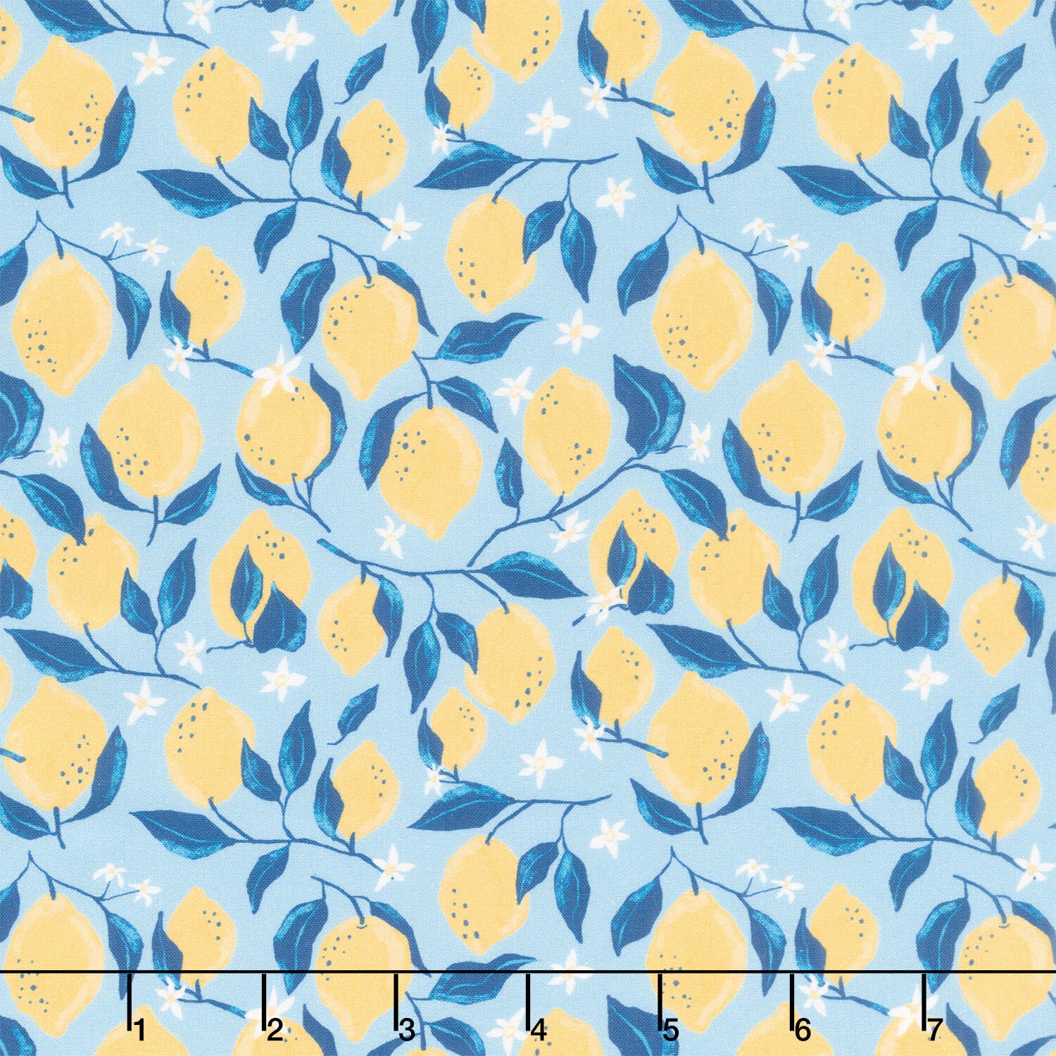 Villa Sol - Lemons Sea Blue Yardage