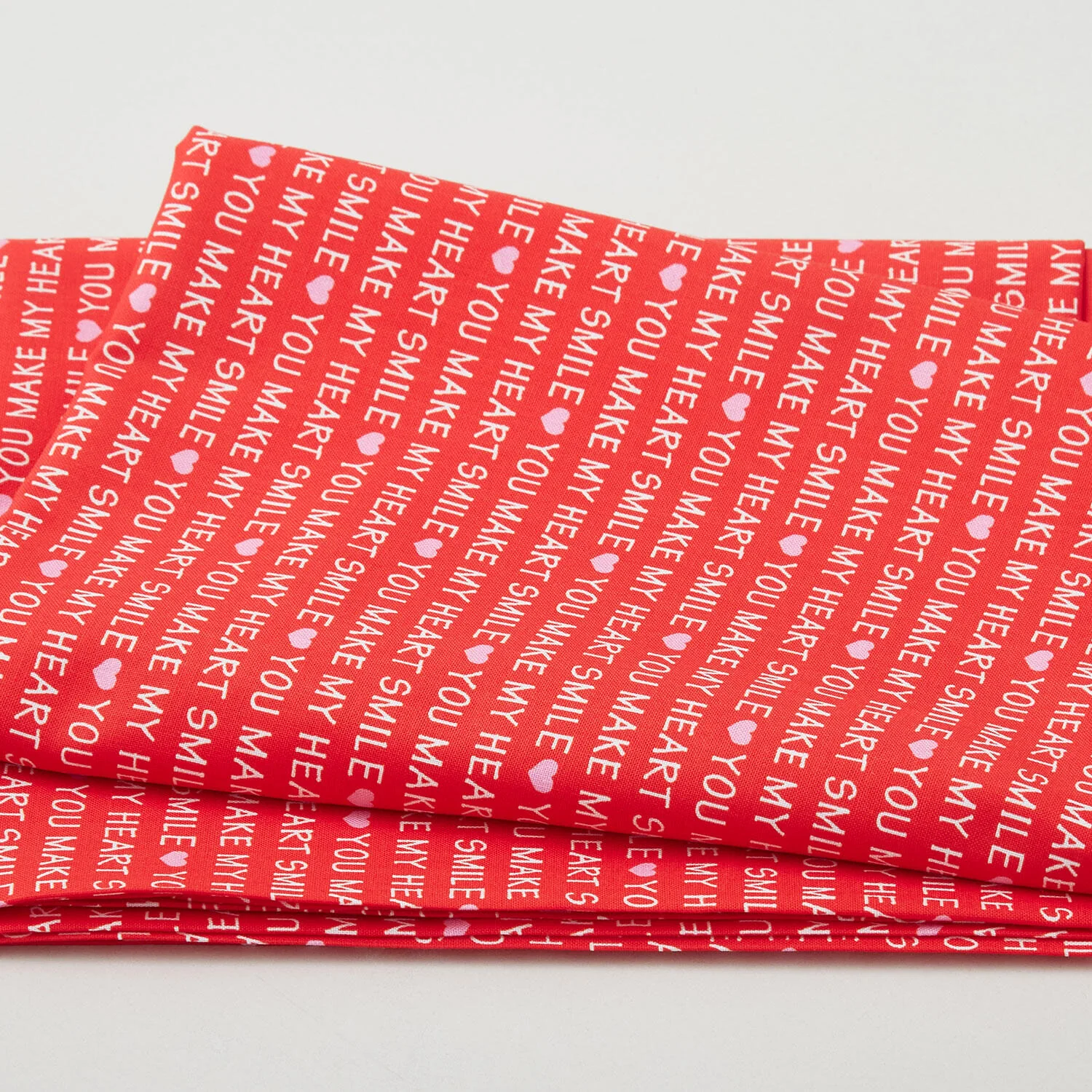 Vintage Valentines - You Make My Heart Smile Red 2 Yard Cut