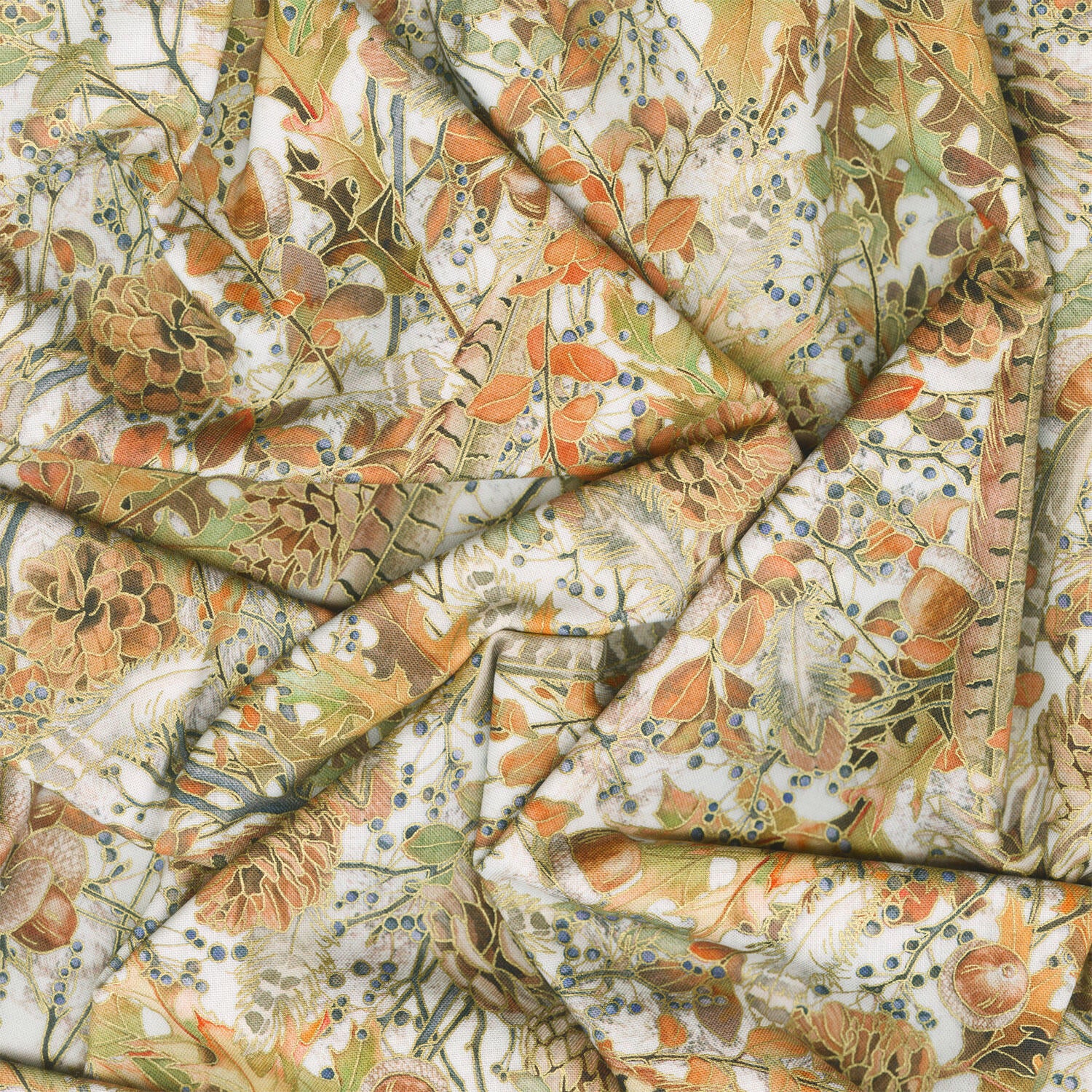 Warm Welcome - Pinecones Acorn Metallic Yardage - Image 2