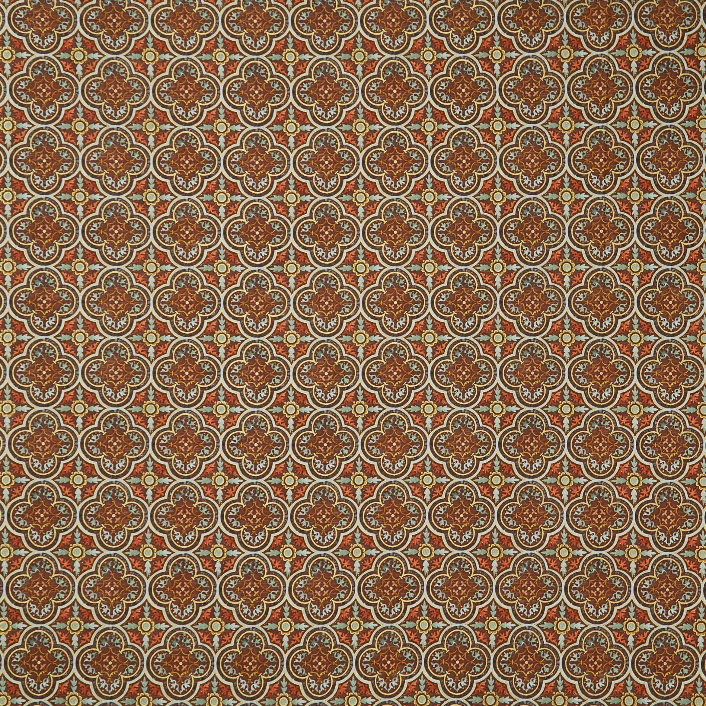 Warm Welcome - Tiles Walnut Metallic Yardage