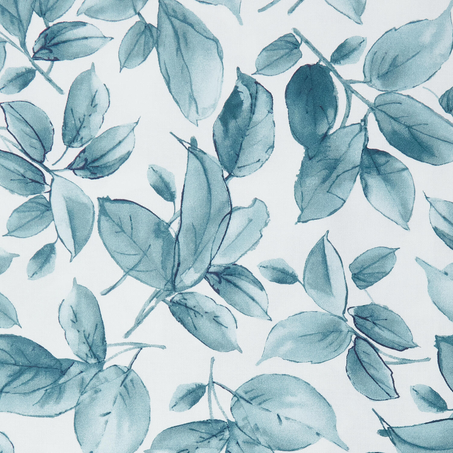 Watercolor Hydrangeas Favorites - Leaves Blue/Teal 2 Yard Cut - Image 2