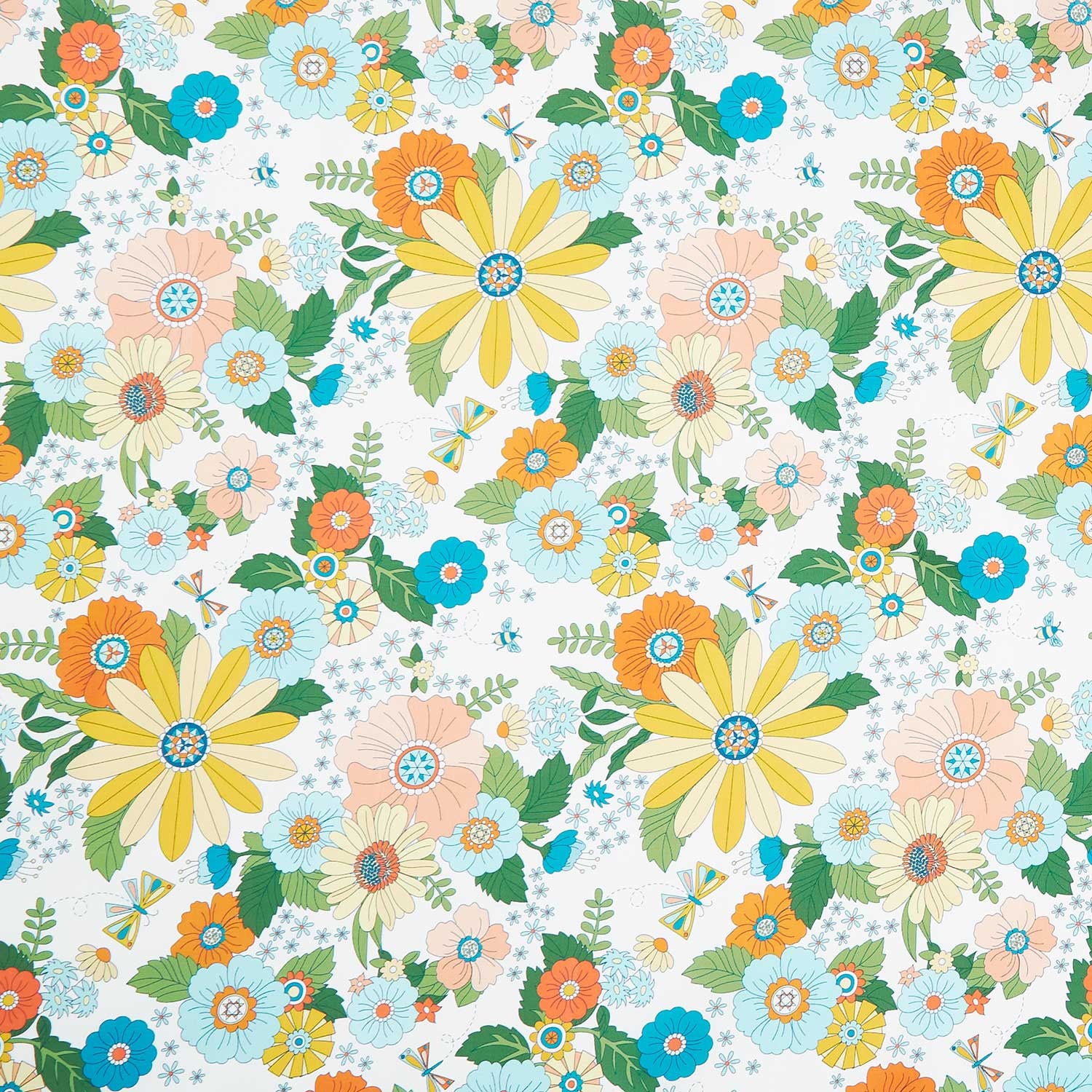 Welcome To Quilt Town - Floral White Yardage