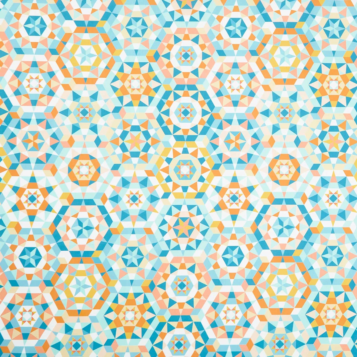 Welcome To Quilt Town - Kaleidoscope White Yardage