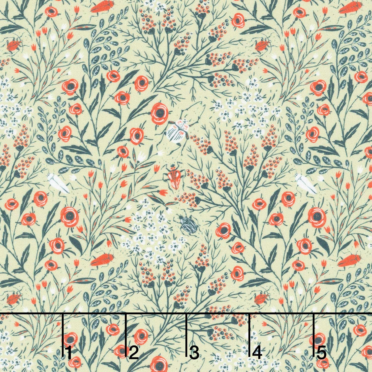 Whimsy - Poppies Green Yardage
