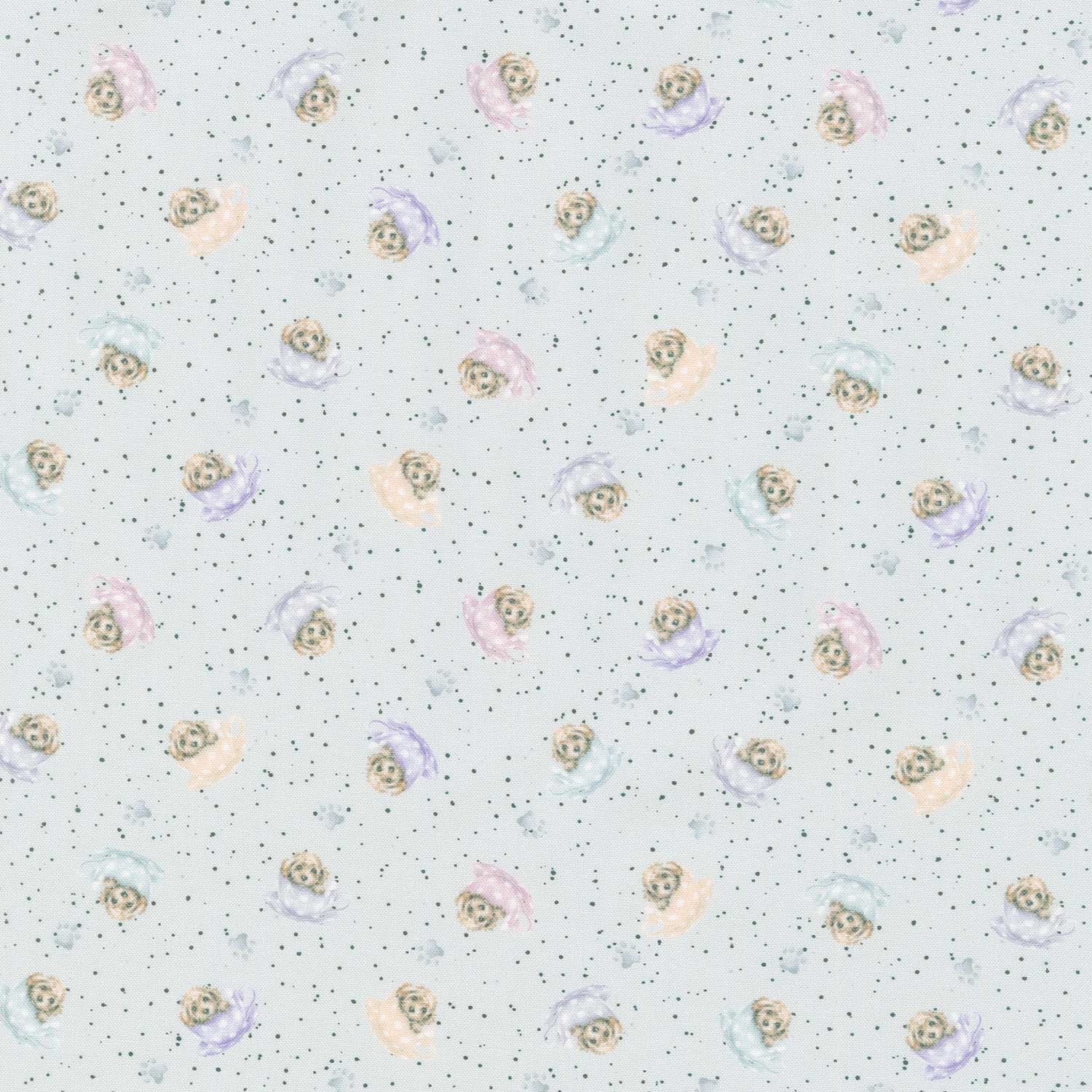 Whiskers & Paws- Dogs Tiny Teacups Grey Yardage