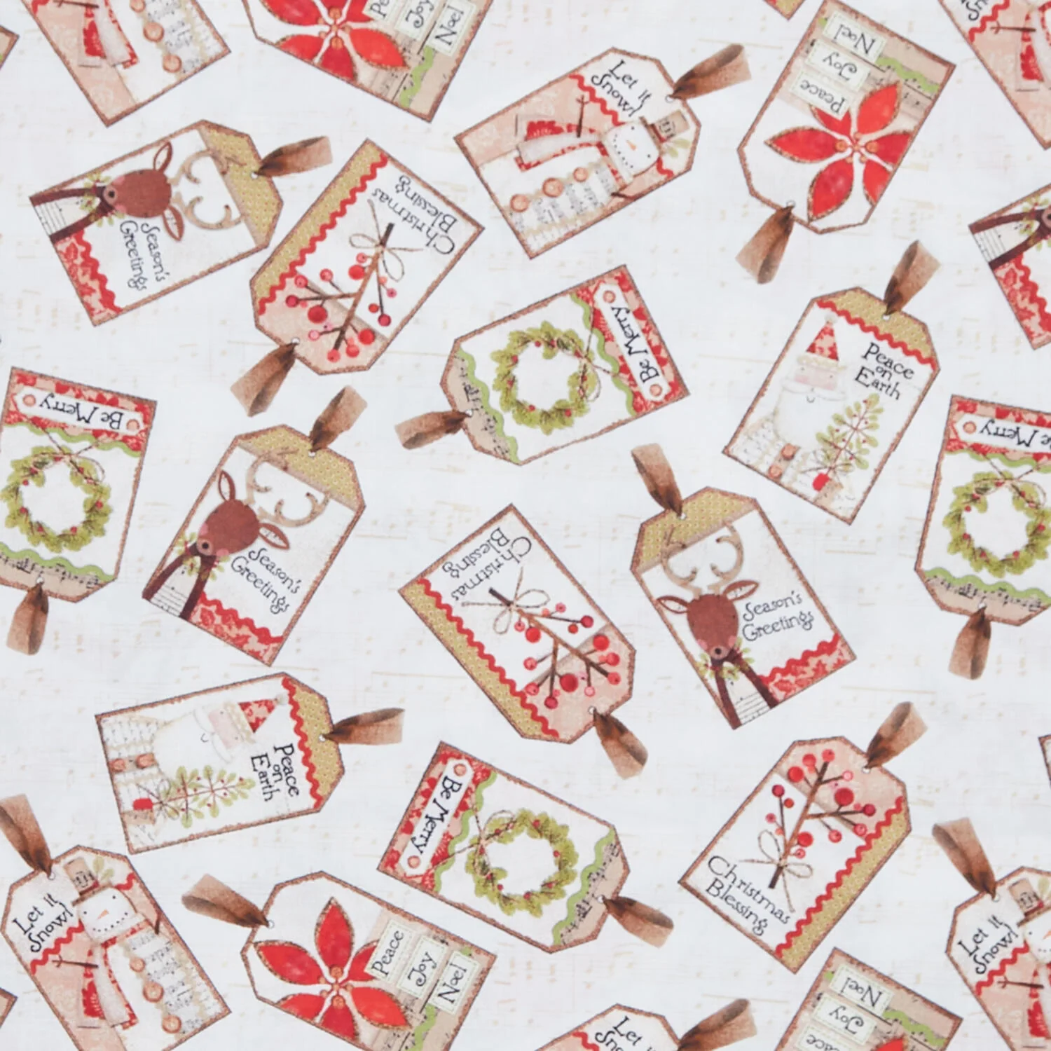 White Christmas - Tossed Tags Cream 2 Yard Cut - Image 2