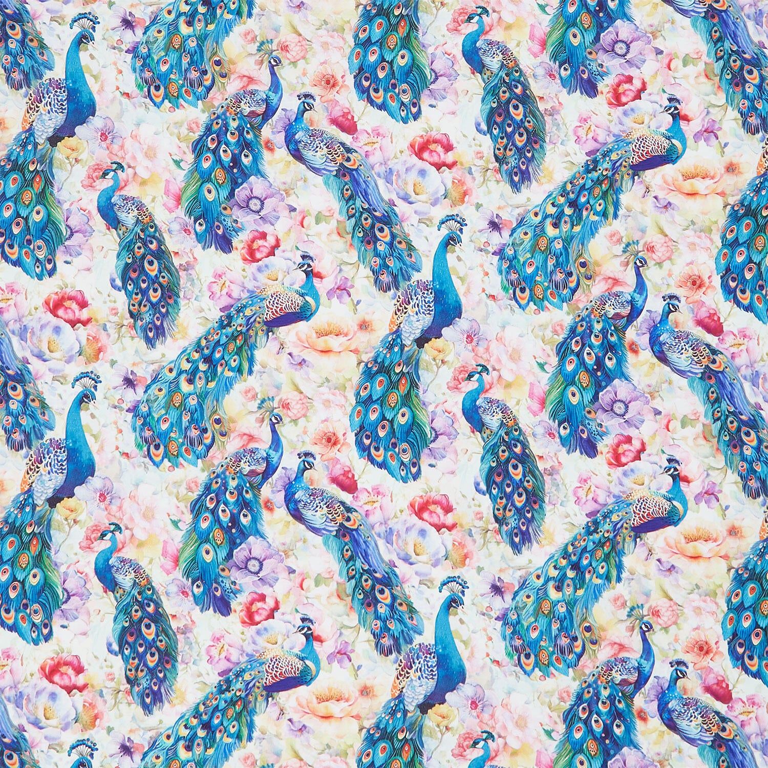 Wild Beauty - Peacock On Floral Multi Yardage