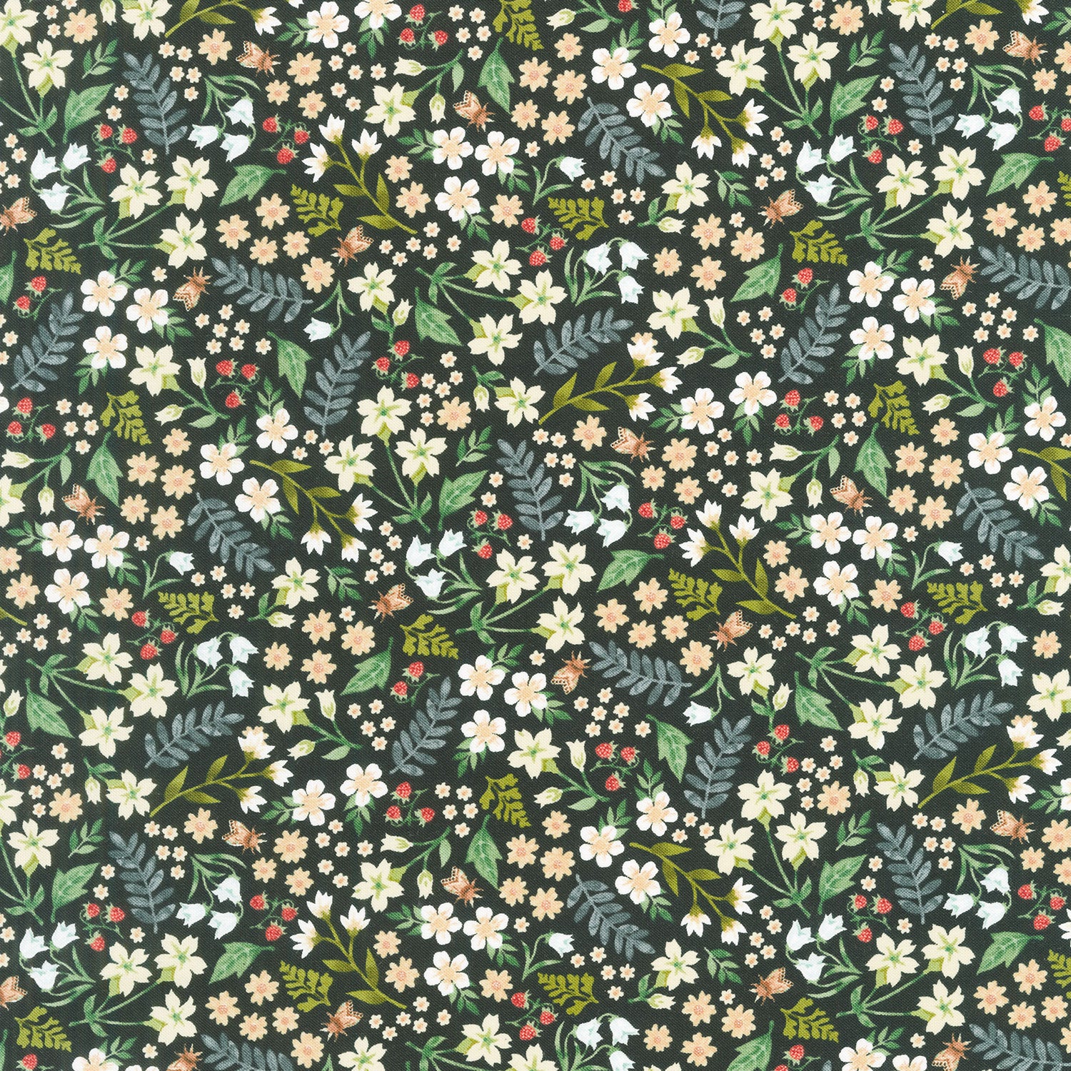 Wild Harvest - Flowers Black Yardage