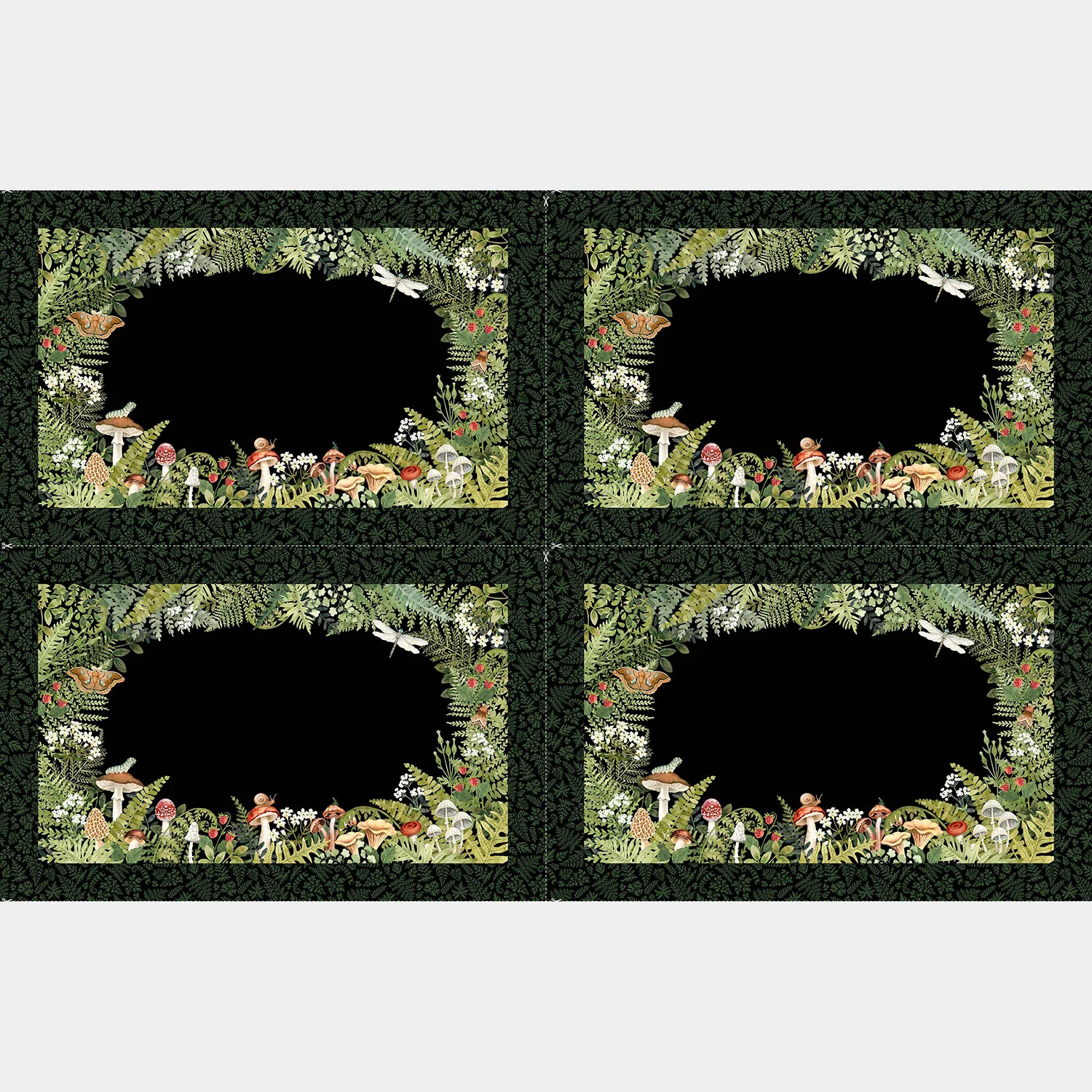 Wild Harvest - Mushrooms Placemats Black Panel