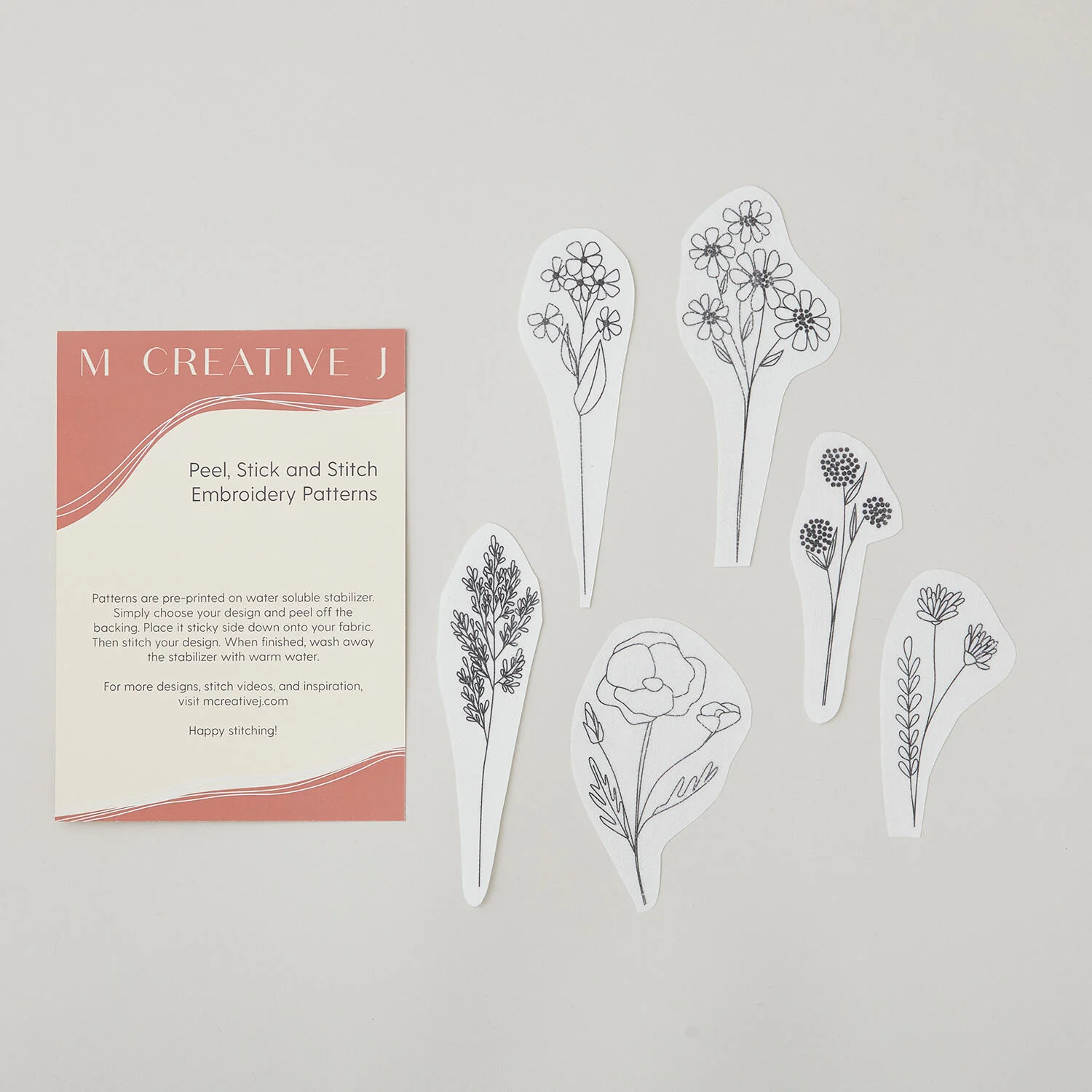 Wildflower Stems Stick and Stitch Embroidery Pattern - Image 2