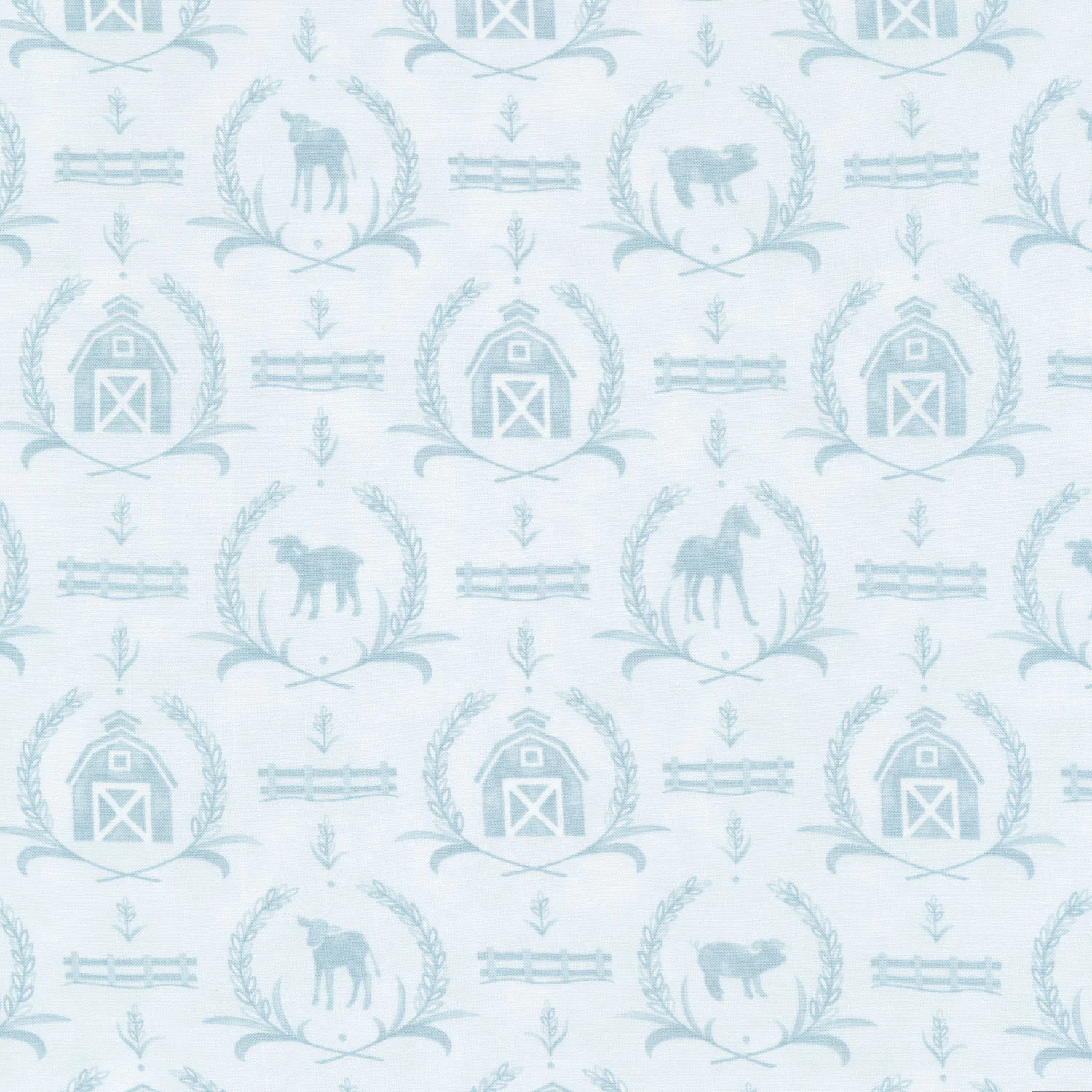 Willow's Farm - Farm Yard Damask Sky Yardage