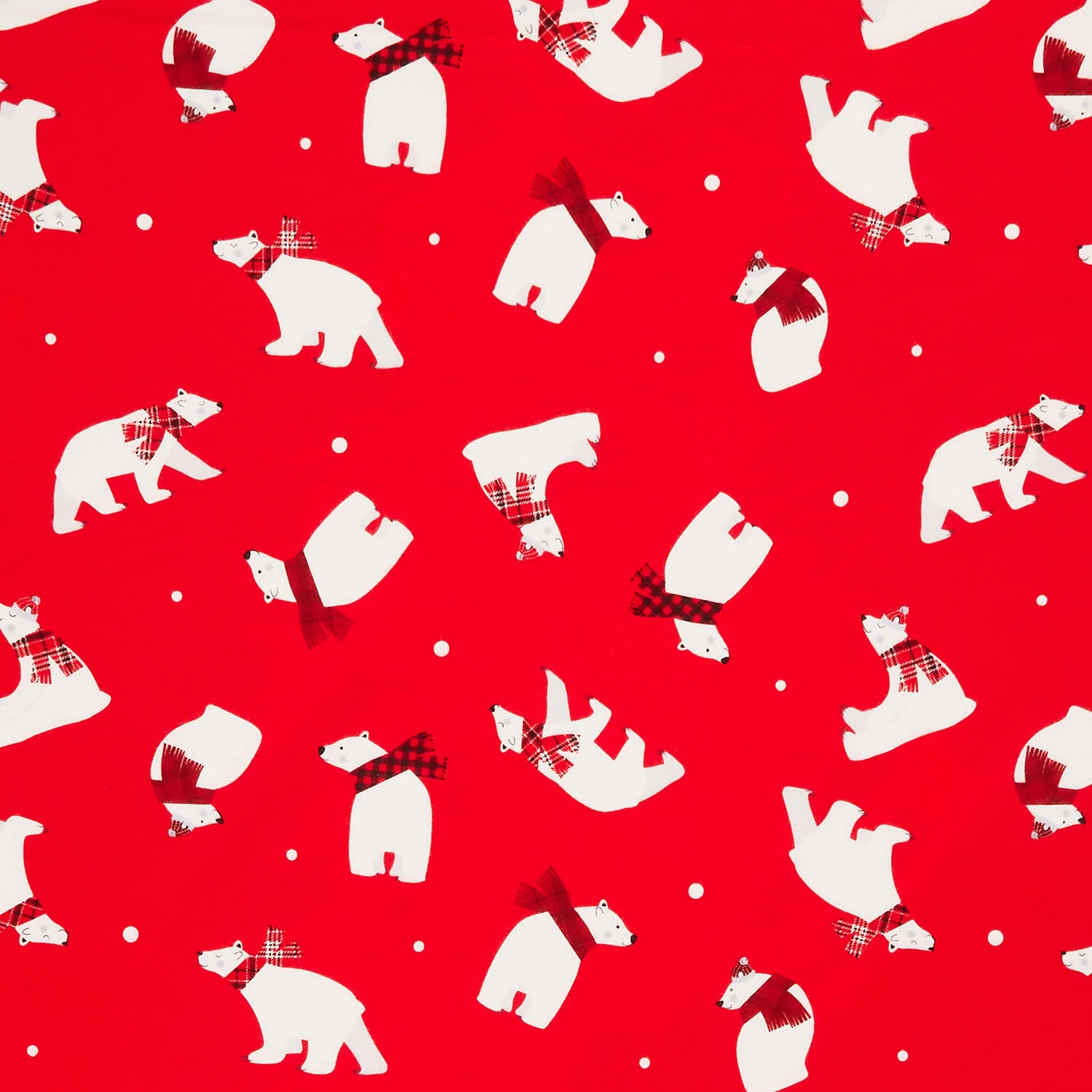 Winter Comfort Flannel - Polar Bear Fun Flannel Red Yardage