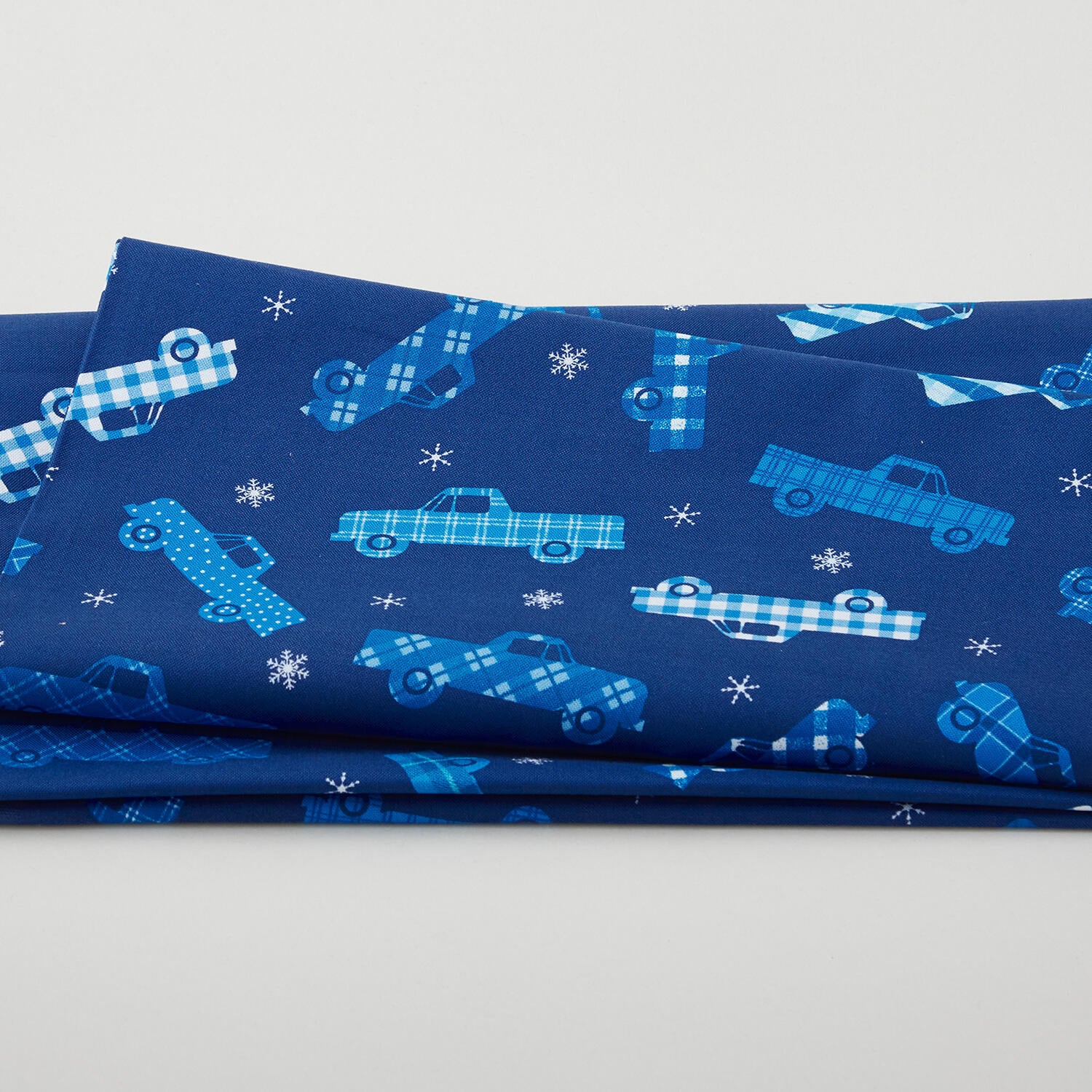 Winter Farm House Plaid - Plaid Trucks Dark Blue 2 Yard Cut
