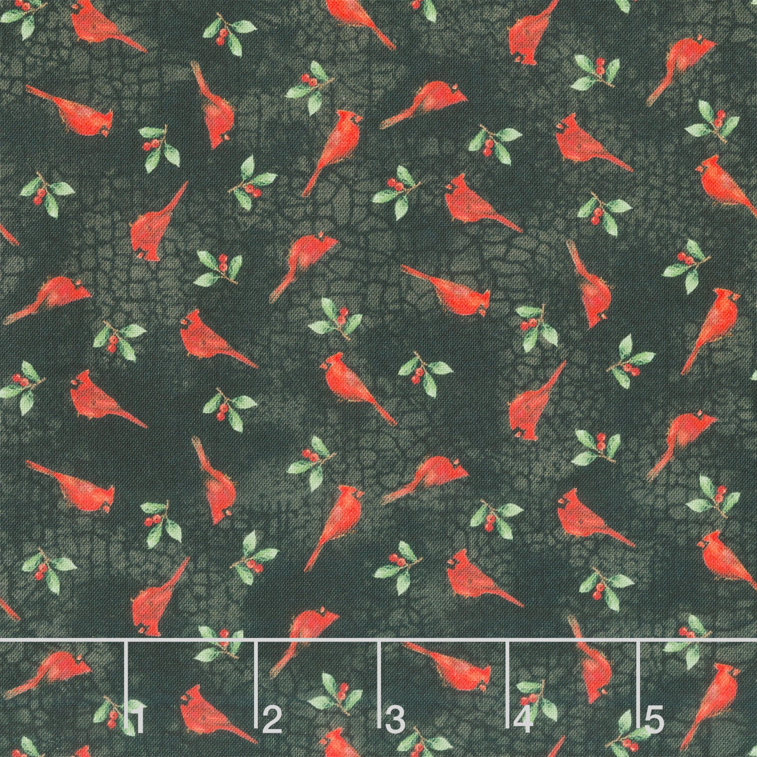 Winter Song - Mini Cardinals Black Multi Yardage