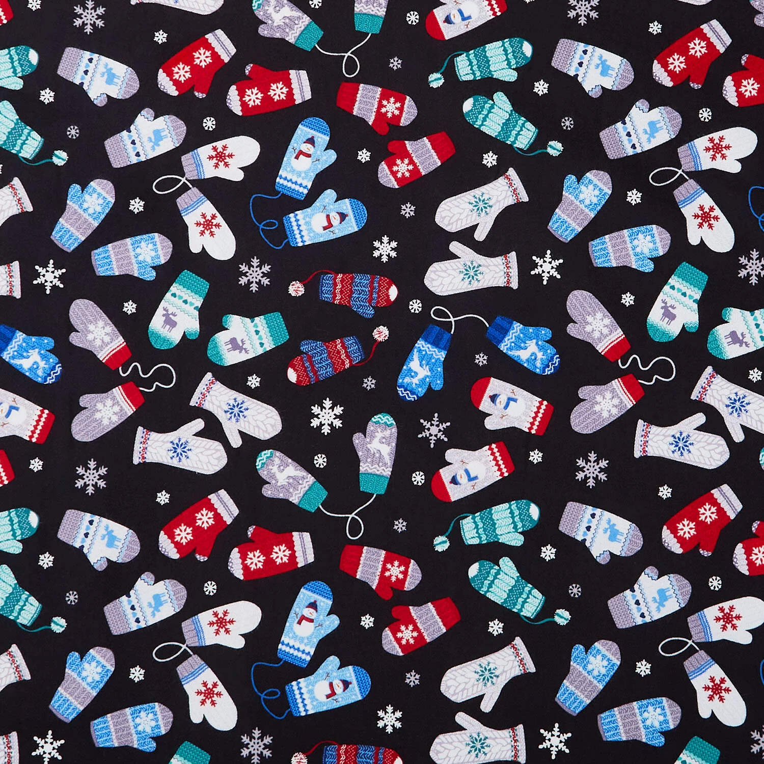 Winter Wonders Comfort Flannel - Cozy Mittens Black Yardage