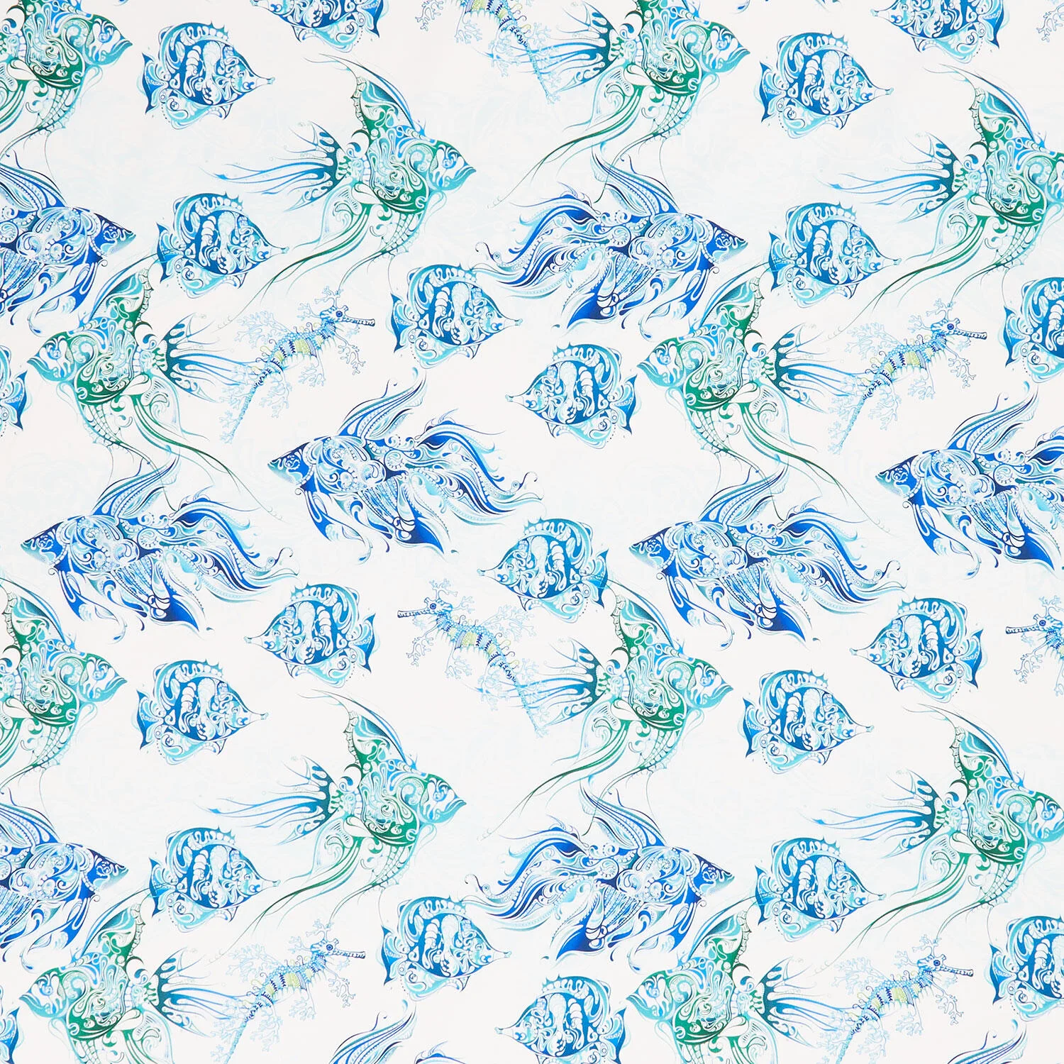 Wonders Of The Ocean - Fish Blue Yardage
