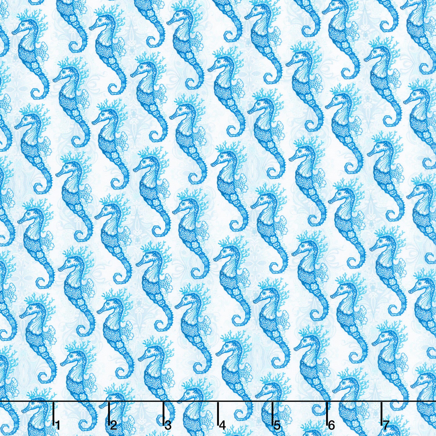 Wonders Of The Ocean - Seahorses Blue Yardage
