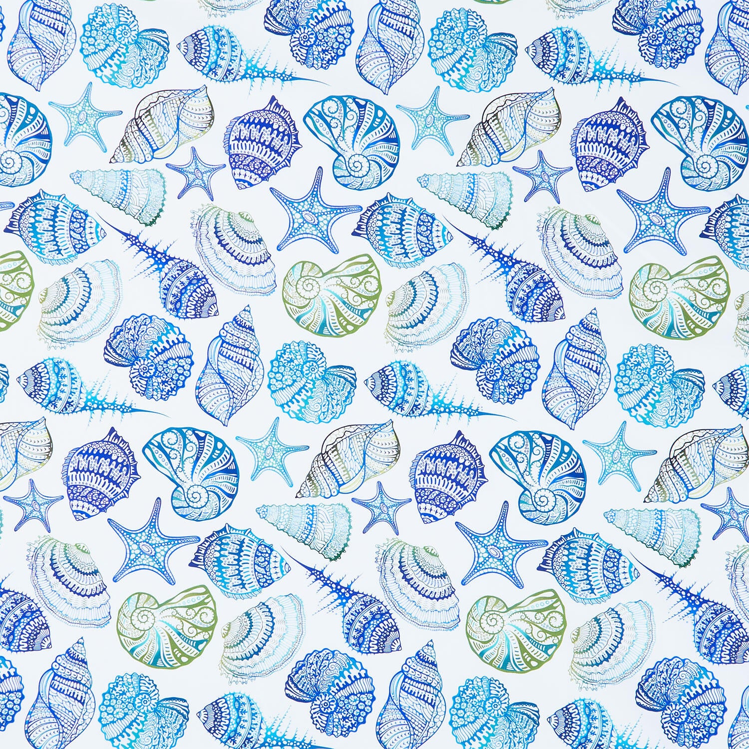 Wonders Of The Ocean - Shells Blue Yardage