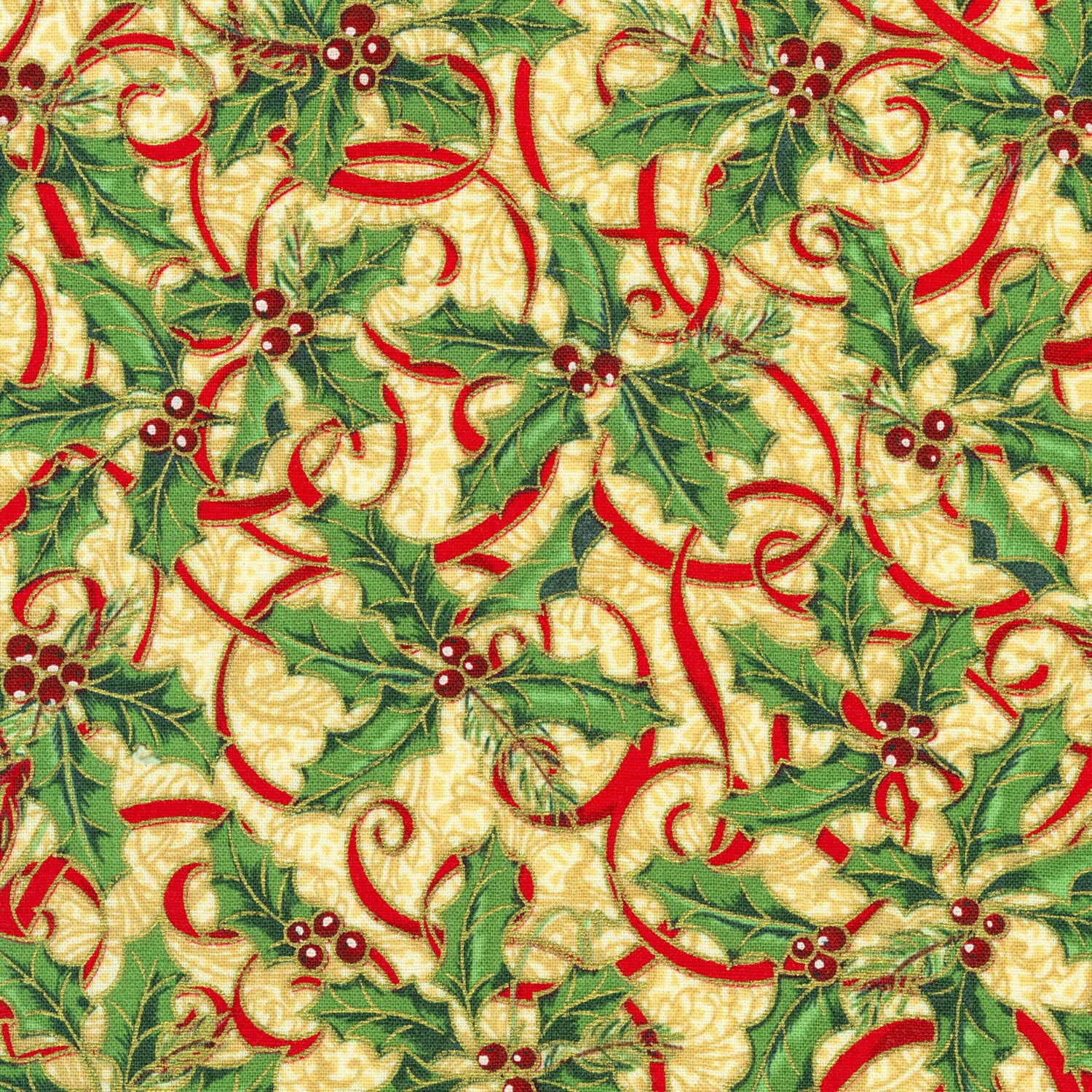 Woodland Splendor - Holly and Ribbons Vintage Yardage - Image 2