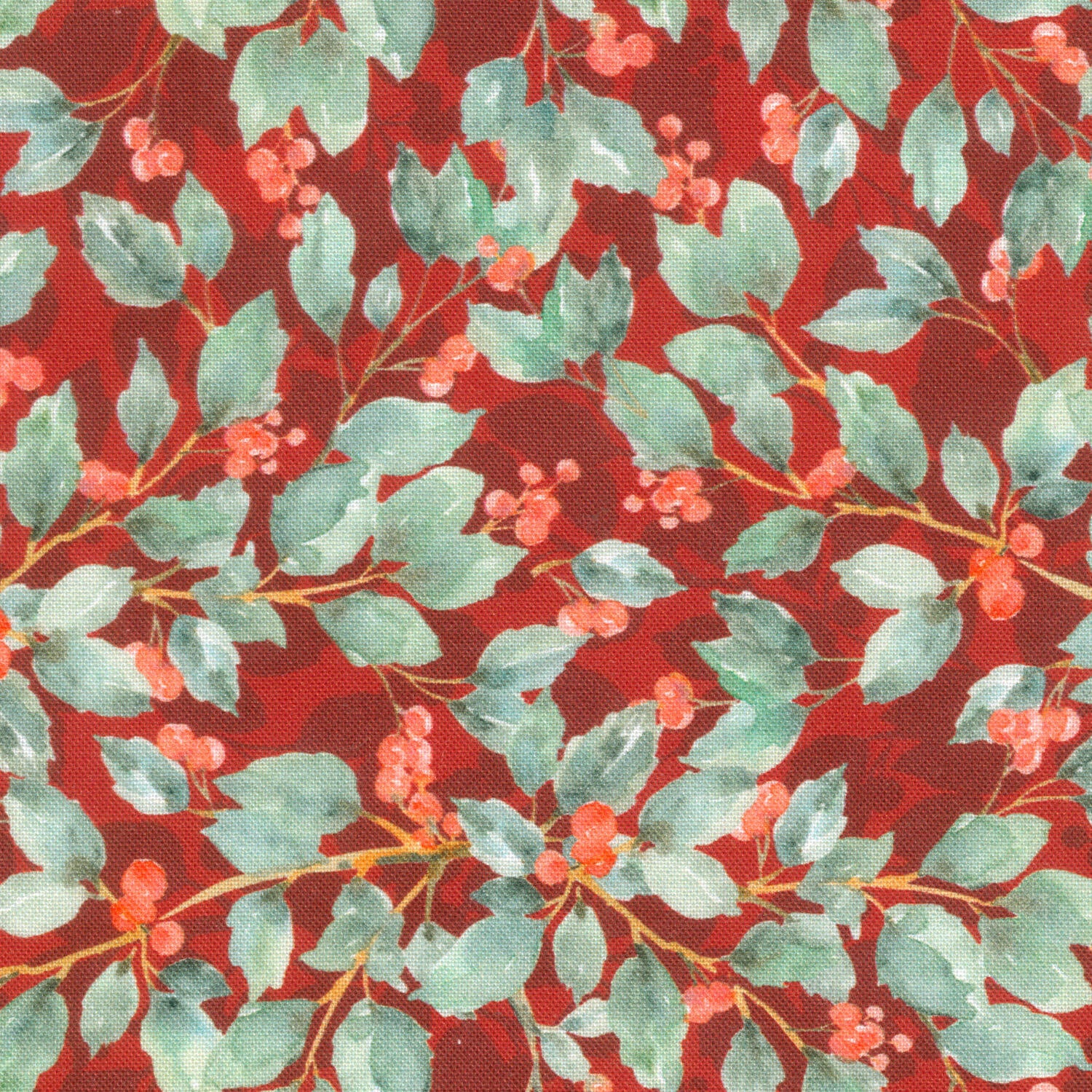 Woodland Whispers - Berry Vines Dark Red Yardage