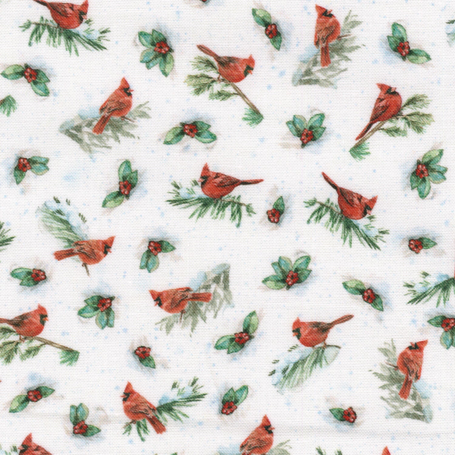 Woodland Whispers - Cardinal Allover White Yardage