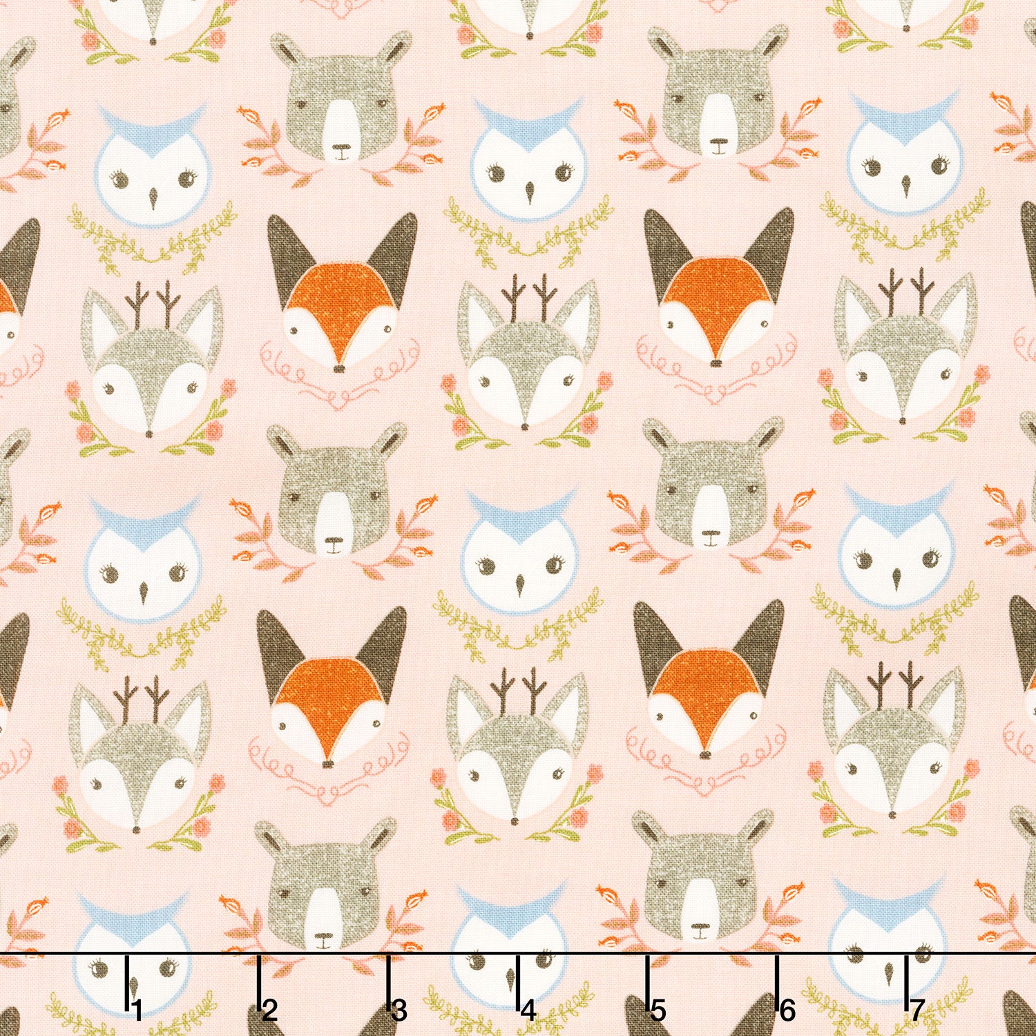 Woodland Wonder - Bobble Heads Blush Yardage
