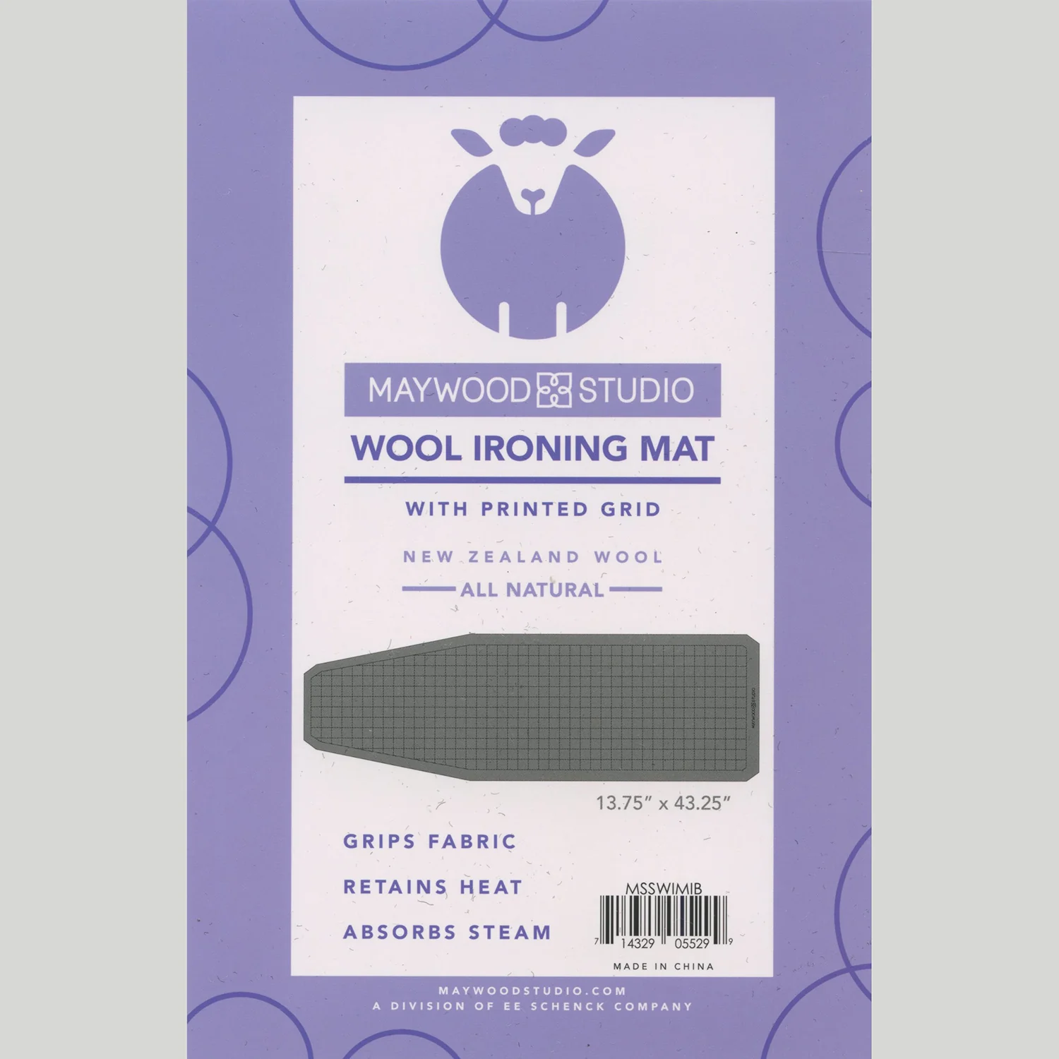 Wool Ironing Board Mat with Printed Grid - 13.75" x 43.25" - Image 2