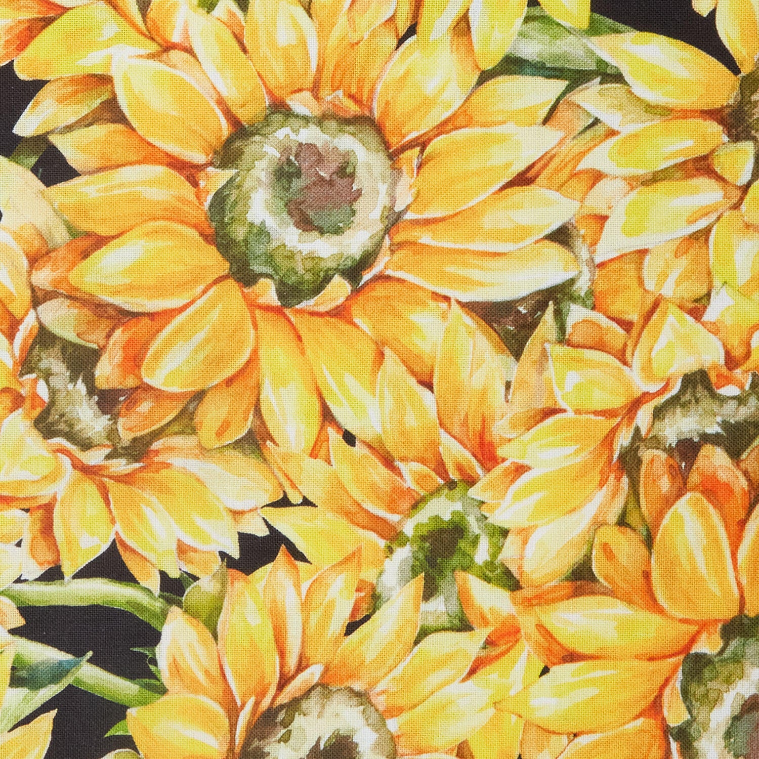 Yellow Sunflowers - Black 2 Yard Cut - Image 2