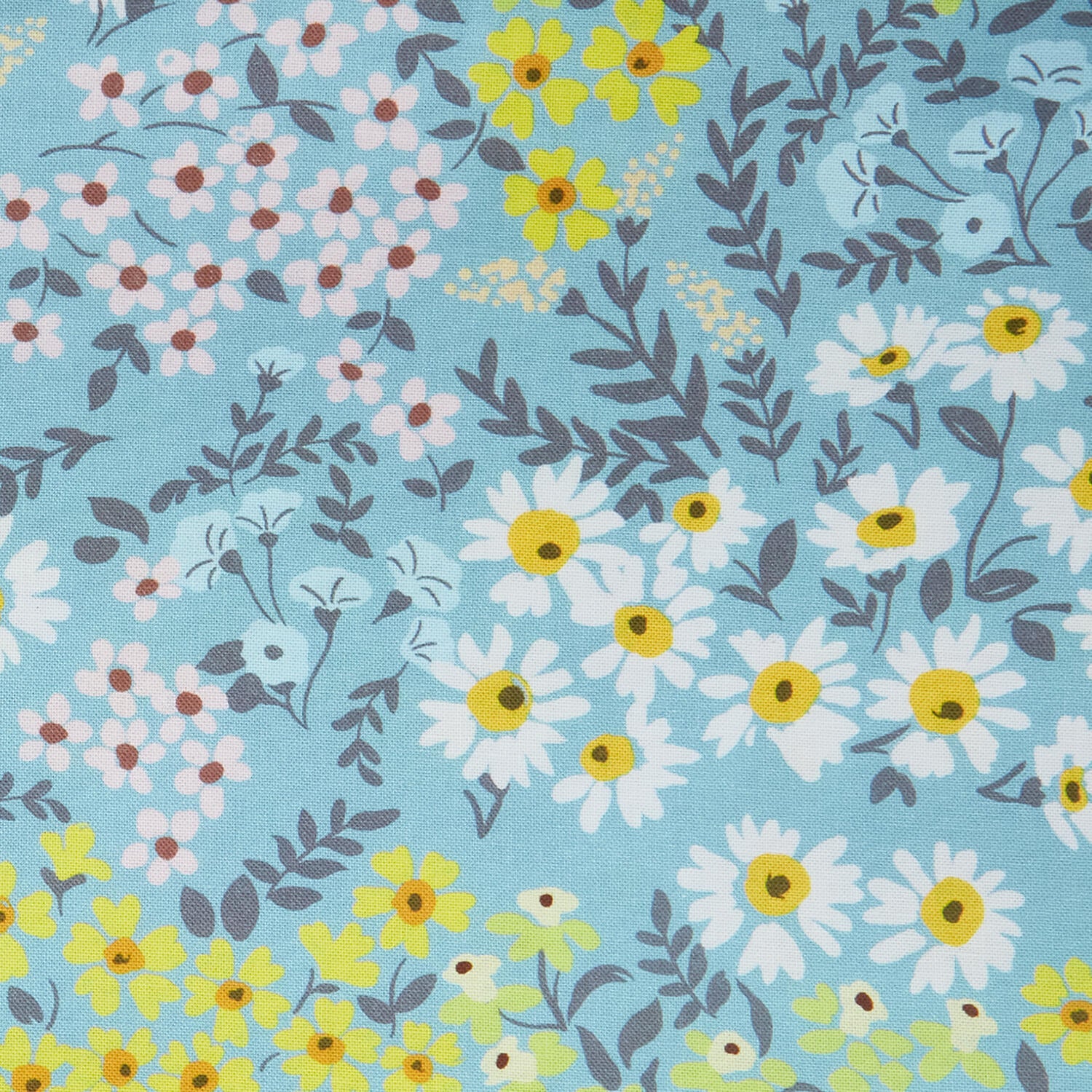 Yellow & White Garden - Soft Blue 2 Yard Cut - Image 2